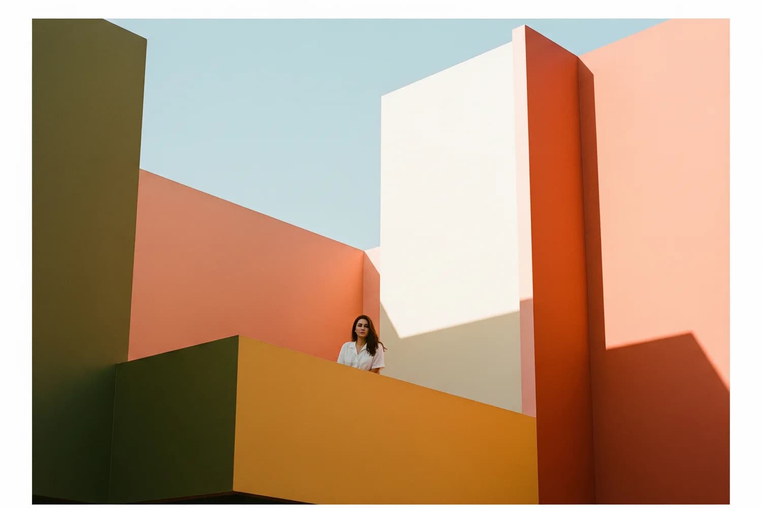Plate Nº 03 — Architectural tracking shot, concrete and one coral door