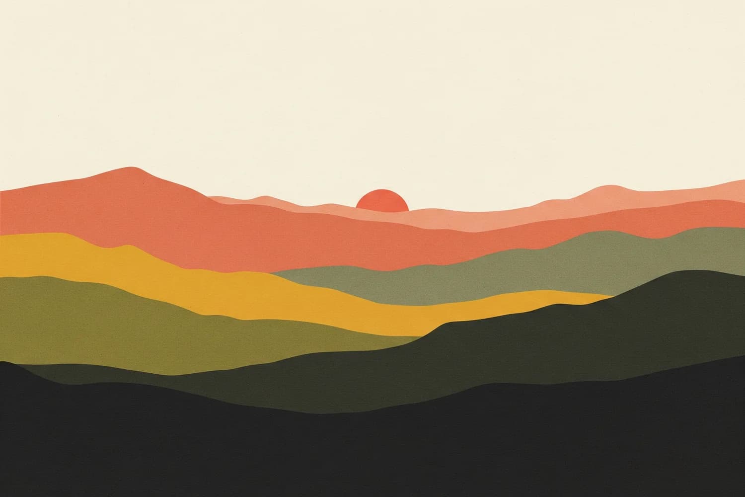 Plate Nº 04 — Landscape drift, mountains into a coral dawn