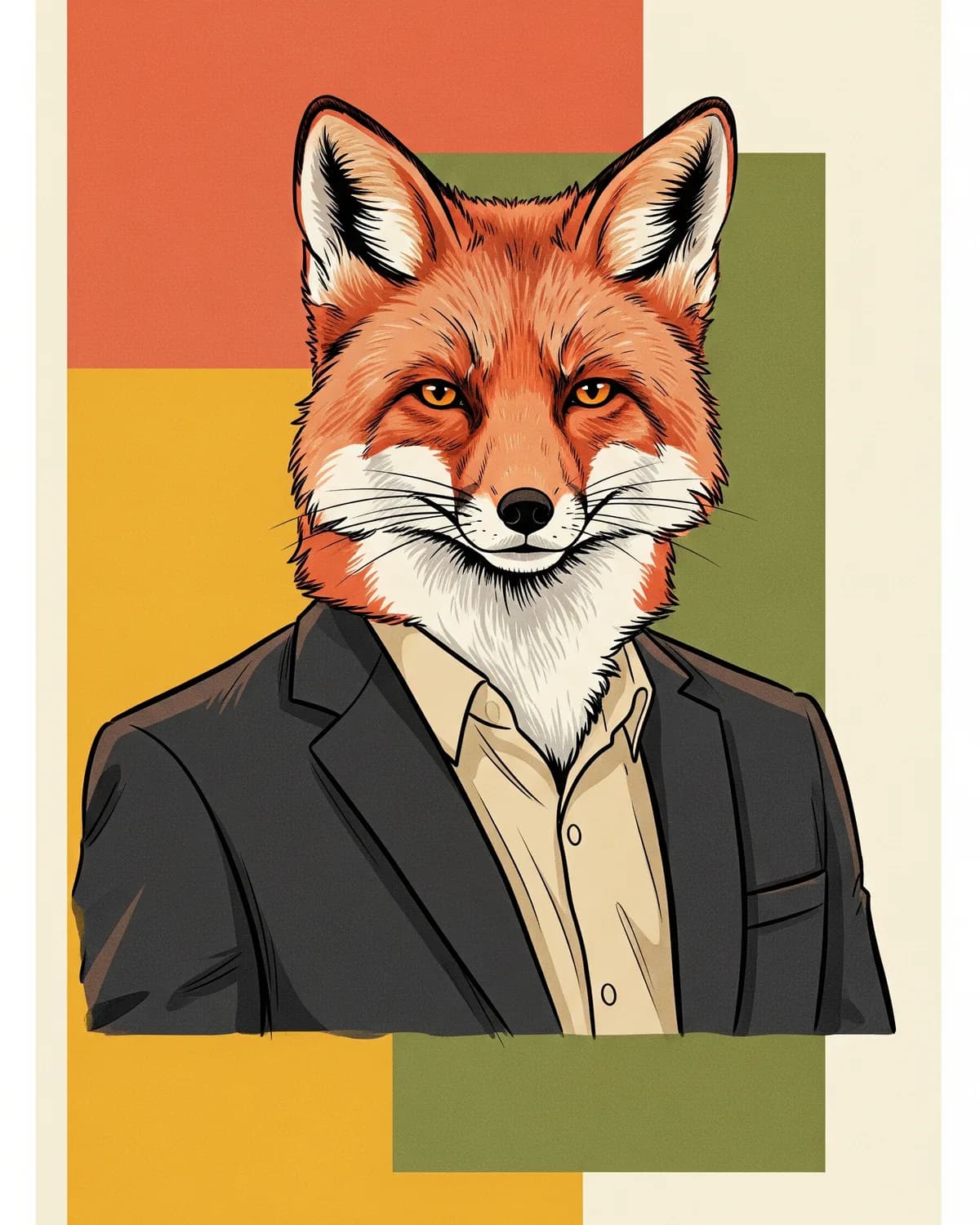 Plate Nº 07 — Character study — a fox in a tailored coat